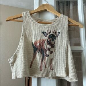 AerieCute Dog Print Waffle Crop Top